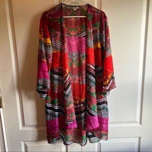 Est. 1946 Multicolor Boho Kimono Style Sweater/Robe, Size 14/16W